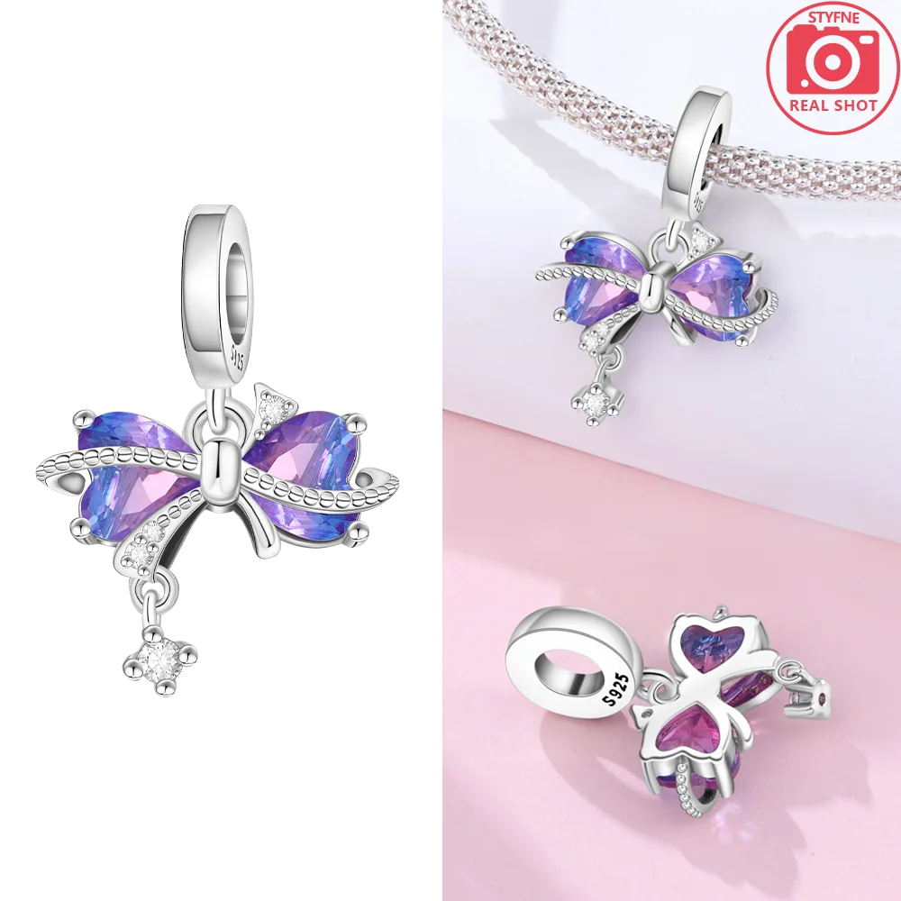 925 Sterling Silver Pink Zircon Love Beads Charms Fit Bracelet Women Jewelry Diy Anniversary Gift Delicate Accessories Bag Charm