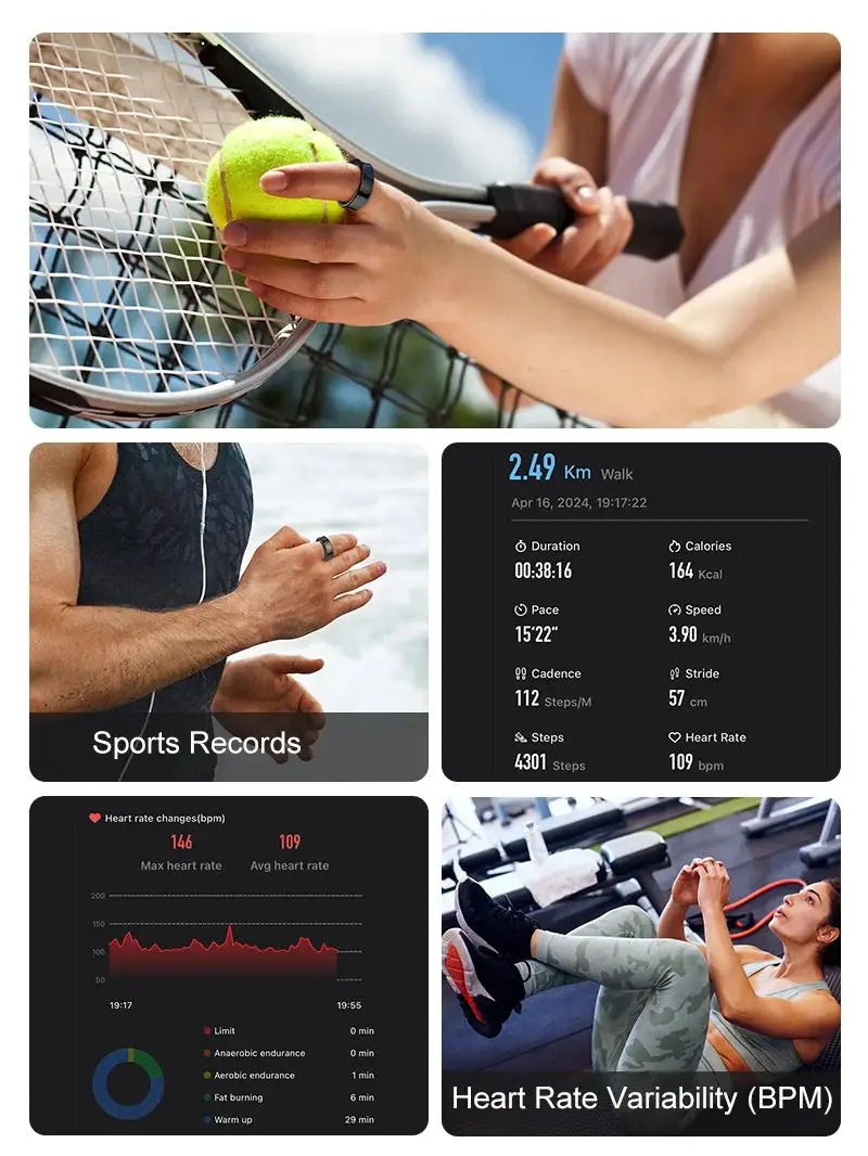 New Smart Ring R09 Health Monitor Multi Sport Mode Skin Temperature Measurement 5ATM Waterproof Smart Ring With Charging Case