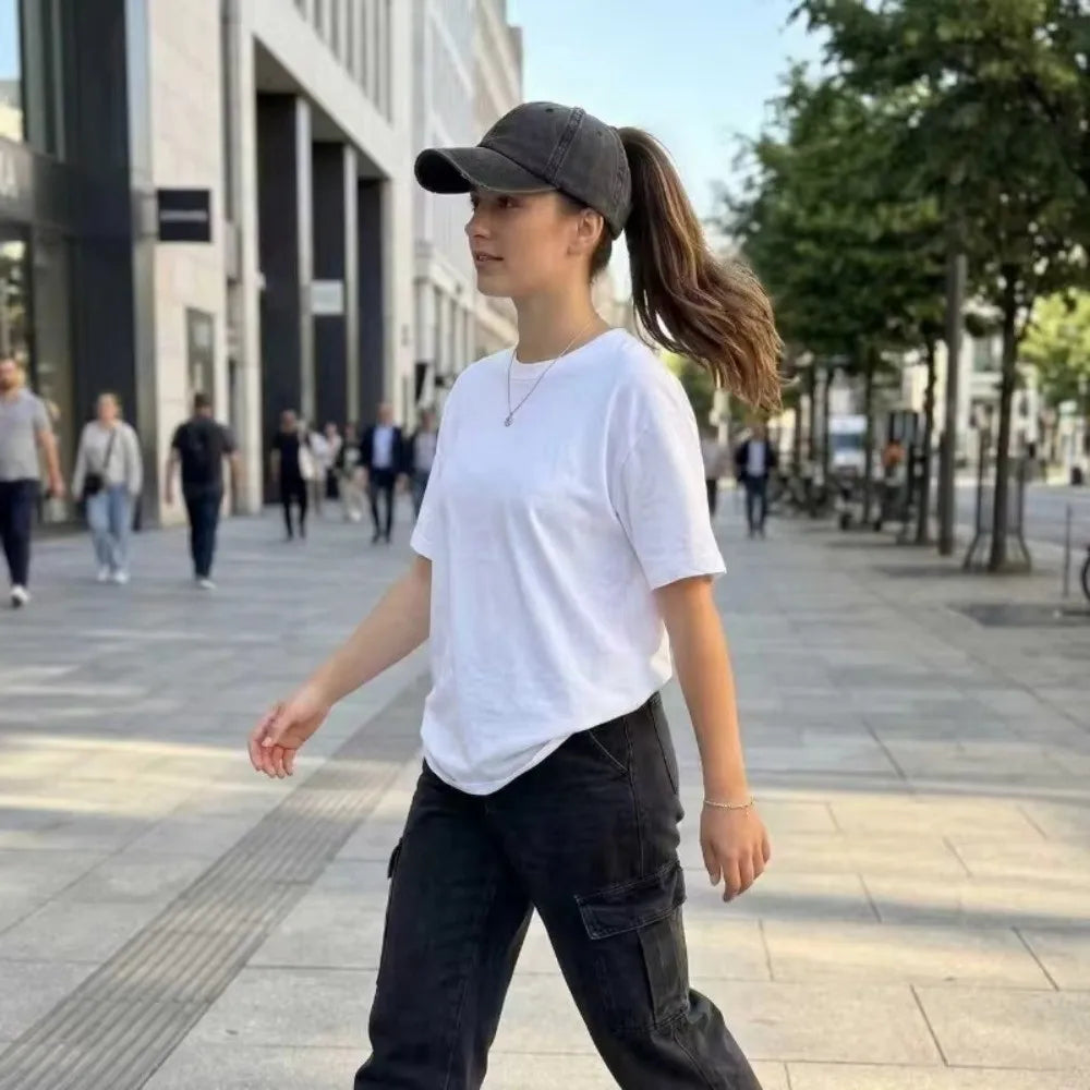Casual Solid Color Washed Baseball Cap Adjustable Hip Hop Empty Top Hat JK Snapback Cap Sun Protection Peaked Hat Outdoor