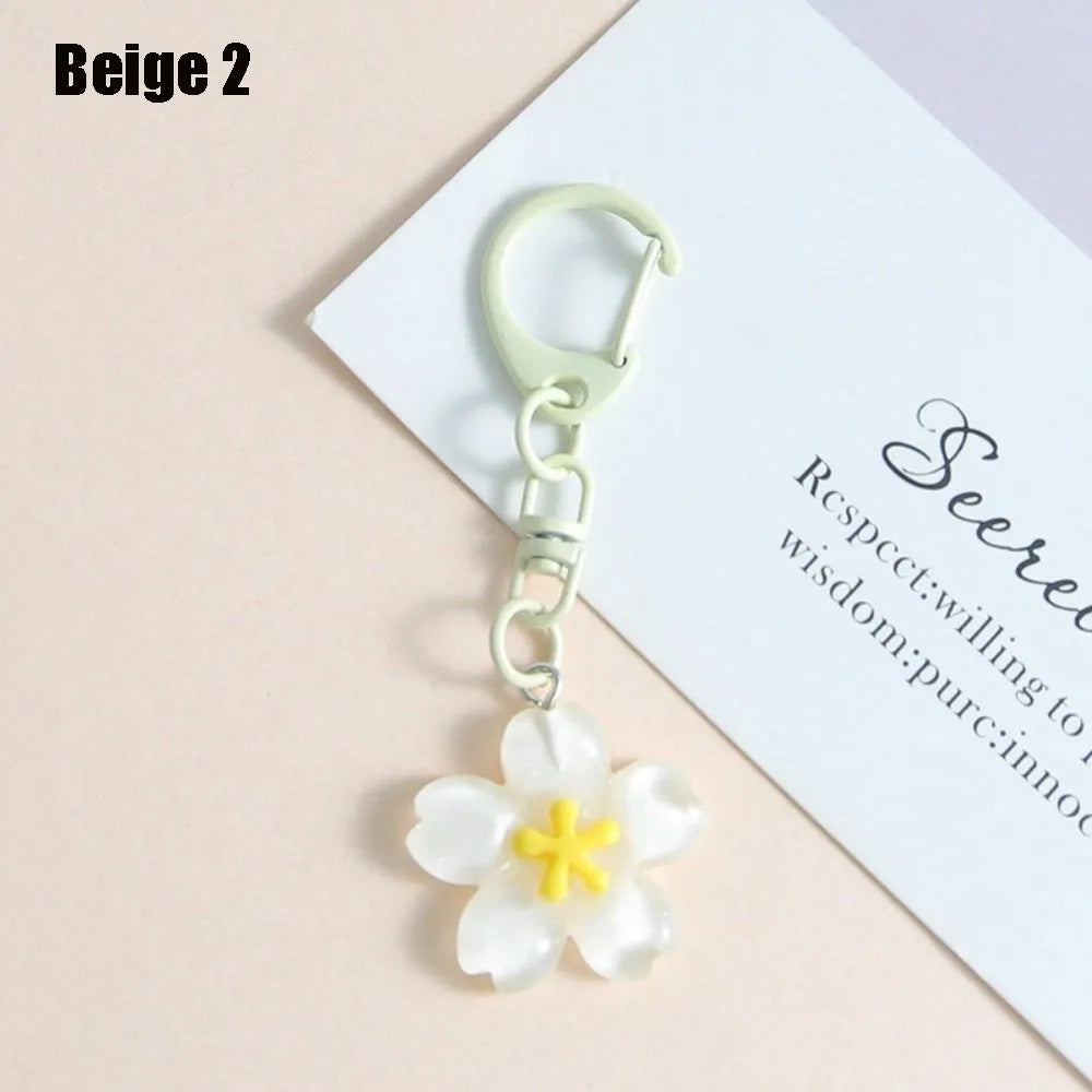 Cute Resin Cherry Blossom Keychain Colorful DIY Car Key Ring Bag Pendant Jewelry Accessories