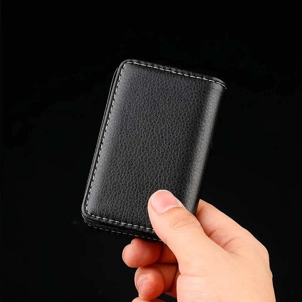 Portable PU Leather Business Card Holder Case with Magnetic Buckle Large Capacity Name Card Holder Bank Credit Card Box