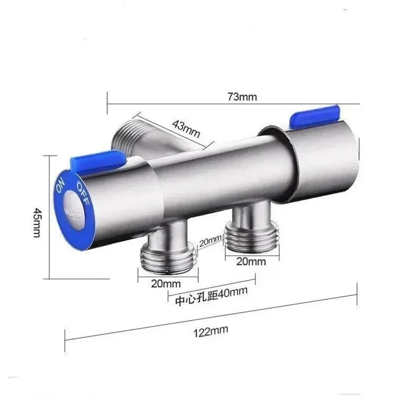 304Stainless Steel Bathroom Faucet Dual Control Double Handle Cold Water Faucet Toilet Angle Valve Outlet Valve Faucet Accessory
