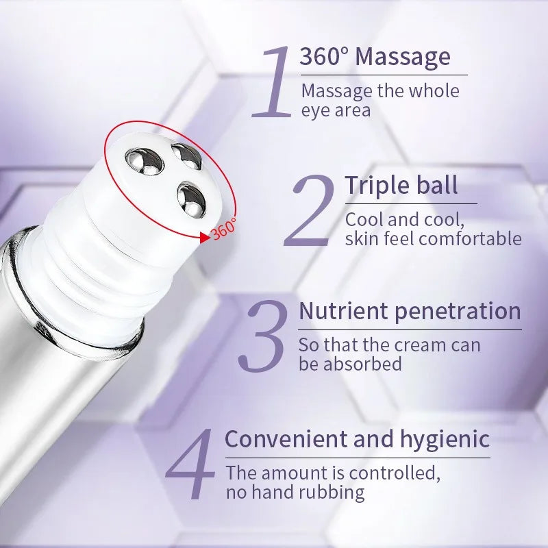 2 PCS Rollerball Eye Cream Walking Beads Massage Eye Serum Moisturizing Hydration Nourishing Reduce Dryness
