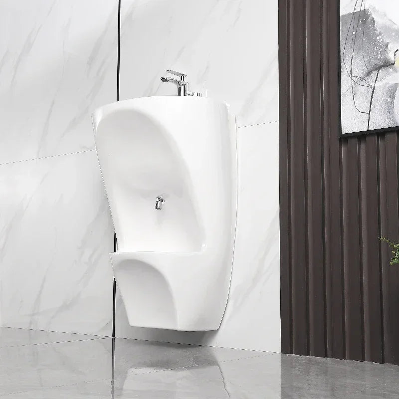 Wall Mounted Wudu Ablution Sink, Ceramic Foot Washing Station for Muslim Prayer