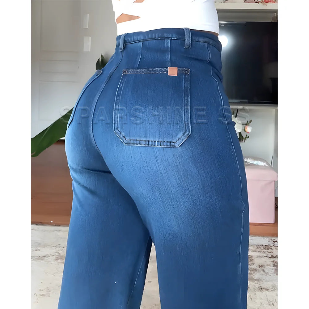 High-Waisted Wide-Leg Denim Jeans Comfortable Choice for Modern Fashion 2025 Spring Autumn Push Up Trousers