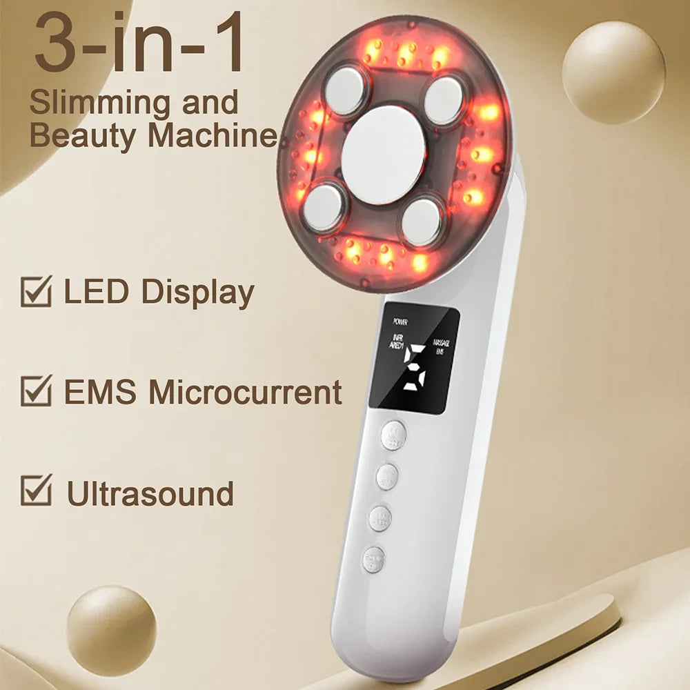 3 IN 1 EMS Ultrasound Machine Body Slimming Vibrating Massager Anti-Cellulite Fat Burner Facial RF Infrared EMS LED Light Device