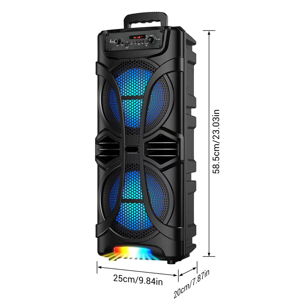 6000W Portable Party Bluetooth Speaker Sound System  Rechargeable Outdoor Loud Karaoke Dual 8 " Speaker