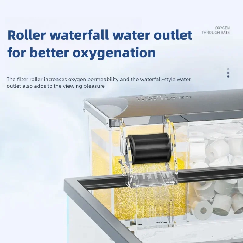 Fish Tank Filter 3 in 1 Water Purification Circulation Pump Aquarium Wall Mounted Filter Box Small Pump Silent Aeration