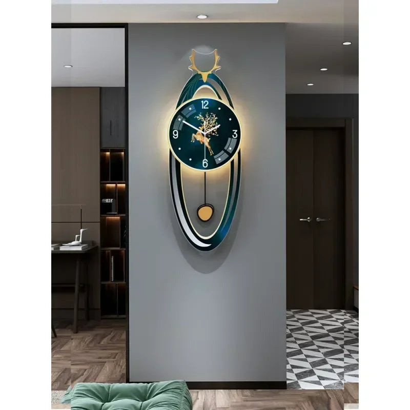 Modern Light Luxury Clock Wall Clock Living Room Creative Simple Home Fashion Atmosphere Wall Wall Clock Lamp Home Decor R8O8C2