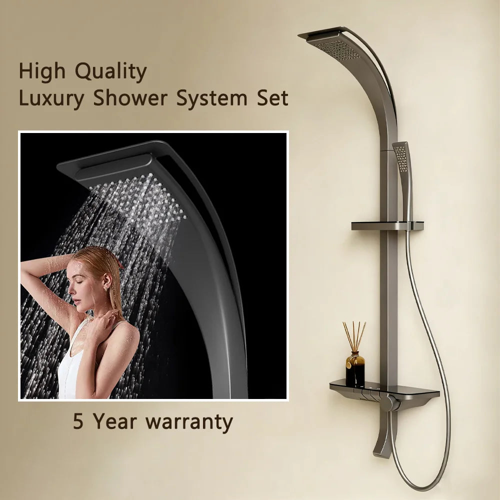 High Quality Modern Showers System Rainfall Brass Mixer Bathroom Faucet Shower Set Bathtub Smart Thermostatic Rain Shower Column