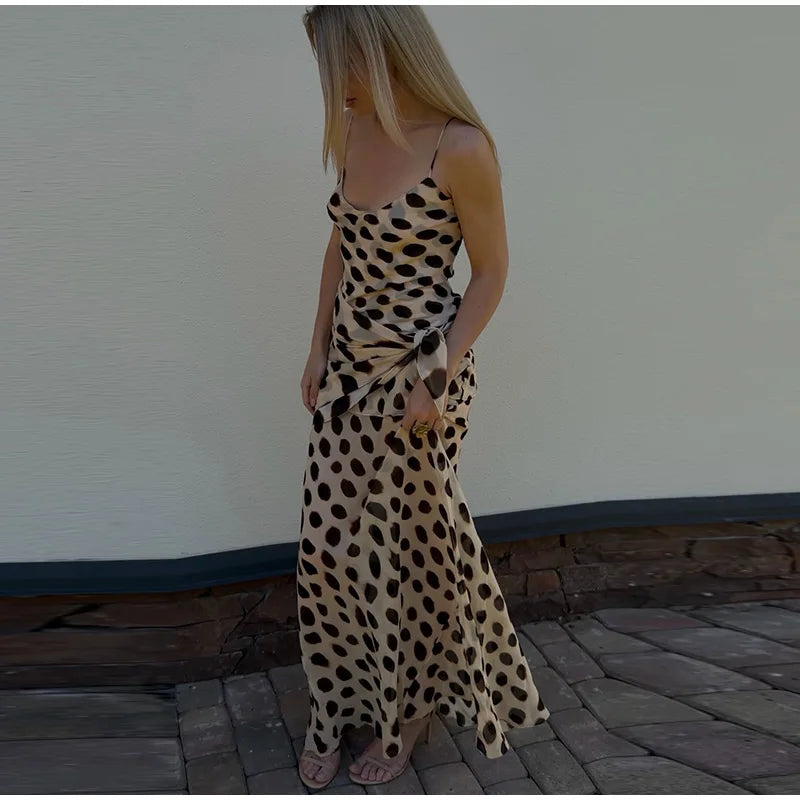 Urban Long Dress Animal Print Women Dress Sexy V-neck Ruched Drawstring Female Dresses 2026 Summer Party Lady Street Robe