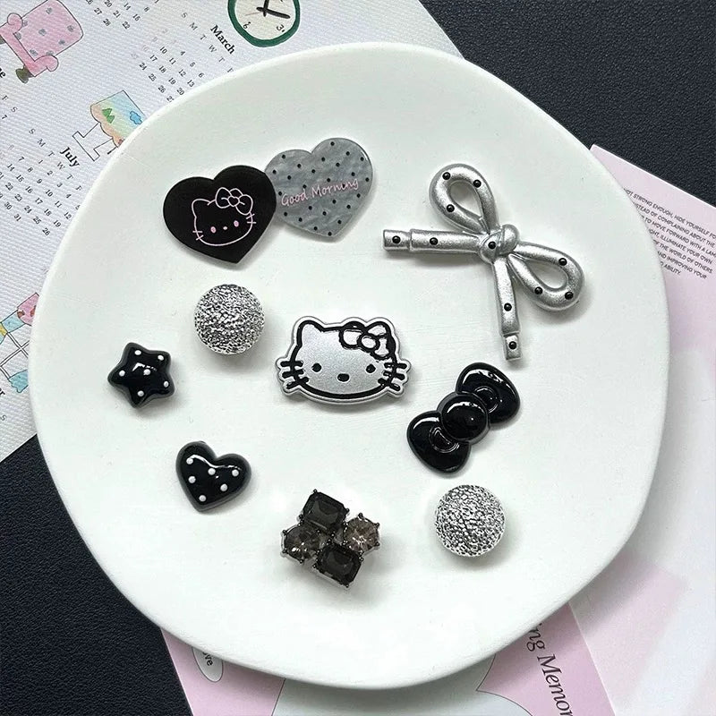 Sophisticated Black Hello Kitty Shoe Charms Cute Detachable DIY Accessories for Clogs Sandals Christmas Holiday Gifts Women Girl