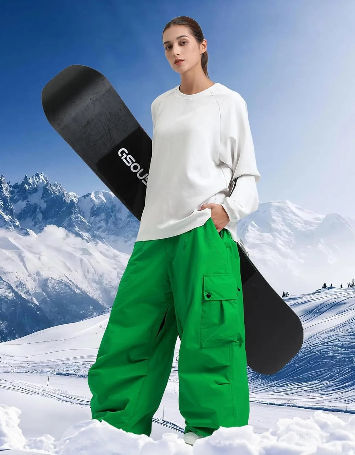 GSOU SNOW 2025 Loose Skiing Pants Snowboard Sport Trousers Outdoor Waterproof Windproof Ski Wear Winter Warm Female Ski Britches