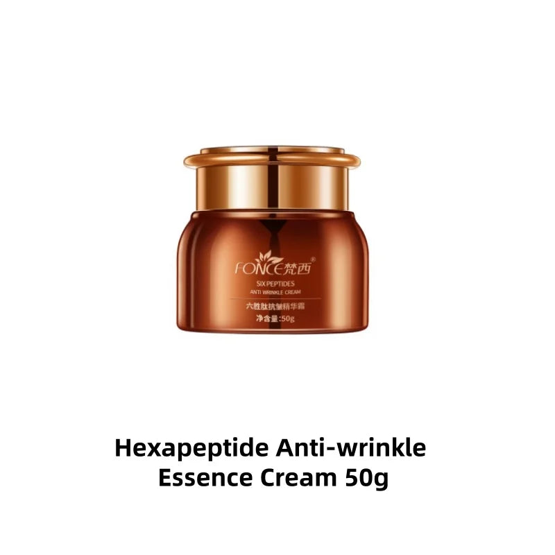 5PCS FONCE Hexapeptide Firming Anti-aging Beauty Set Contains Facial Cleanser Serum Toner Anti-Wrinkle Cream Women Face Care Kit