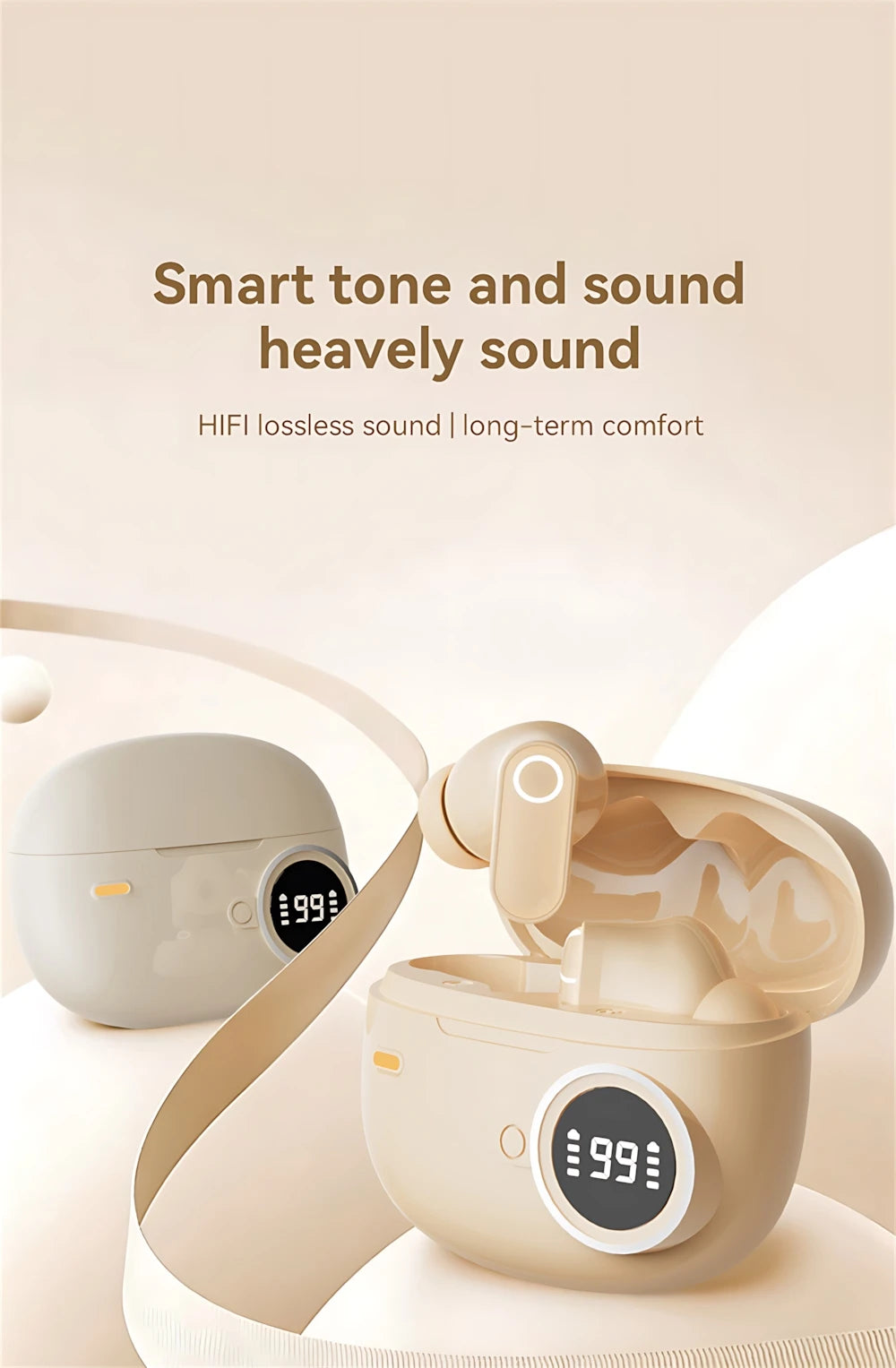 Bluetooth 5.4 Headphones True Wireless In-ear Long Noise Reduction TWS Sports High Sound Quality Digital Display Screen Earplugs