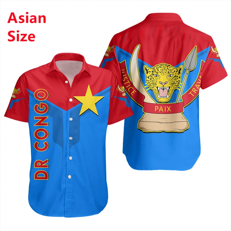 New Summer 3D Congo National Flag Printing Mens Shirt Graphic Short Sleeves Women Clothing Fashion Harajuku Tops Man Shirt Tees