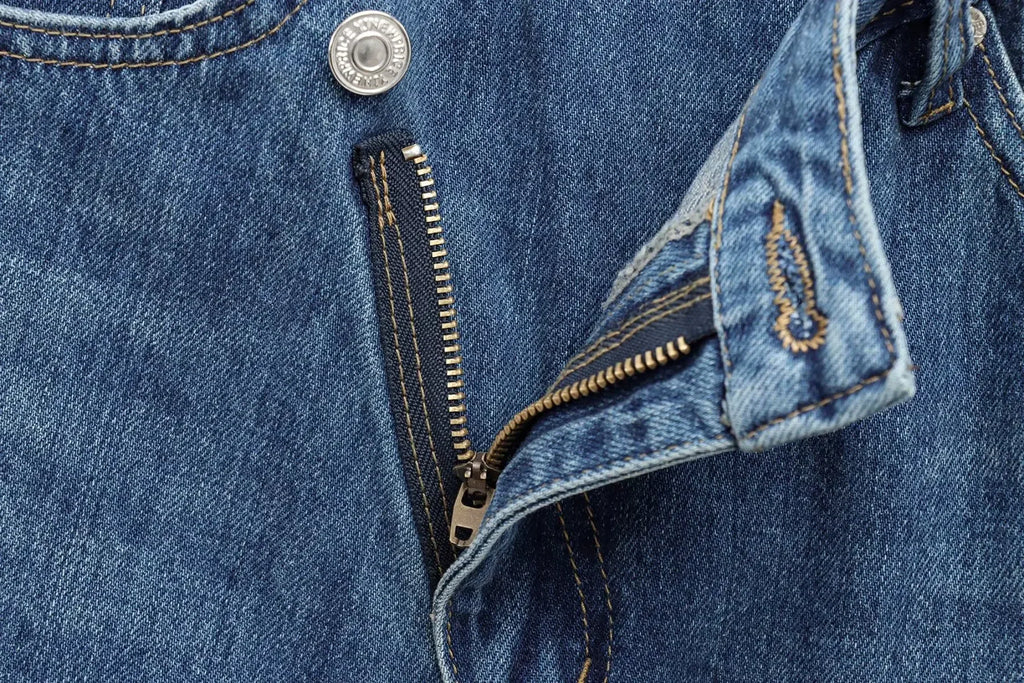HH Women Trendy Cross Waist Wide Leg Jeans Asymmetrical Button Fly High Waist Baggy Denim Pants For Streetwear Y2K Outfits