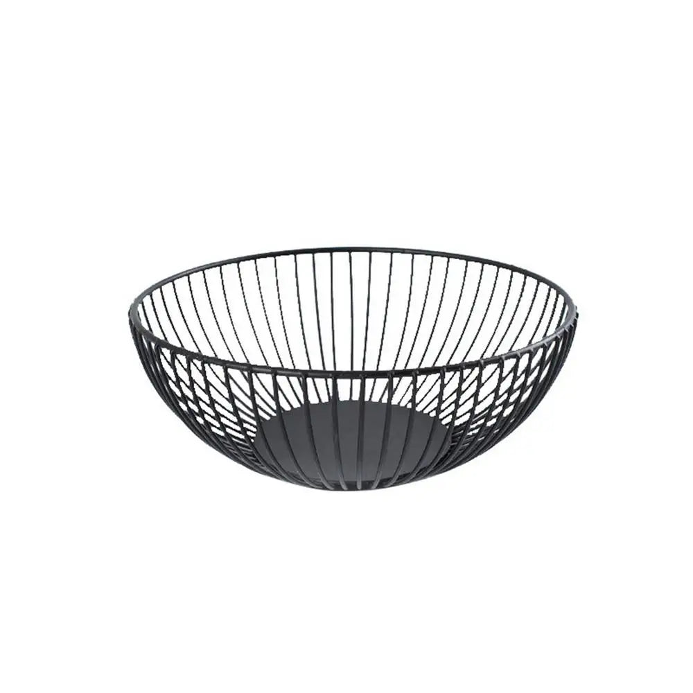 Black Storage Basket Creative European Fruit Snacks Candy Basket Desktop Bedroom Kitchen Fruit Basket Decorations Iron Hollow