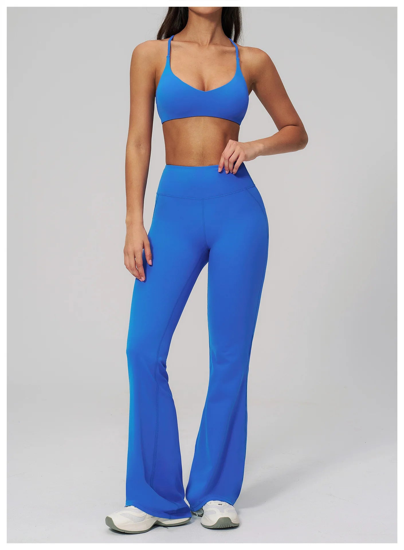Women's Tracksuits 2PCS Flared Pants Yoga Set Gym Fitness Outfits Female Shockproof Sports Bra Yoga Workout Clothes Sports Sets