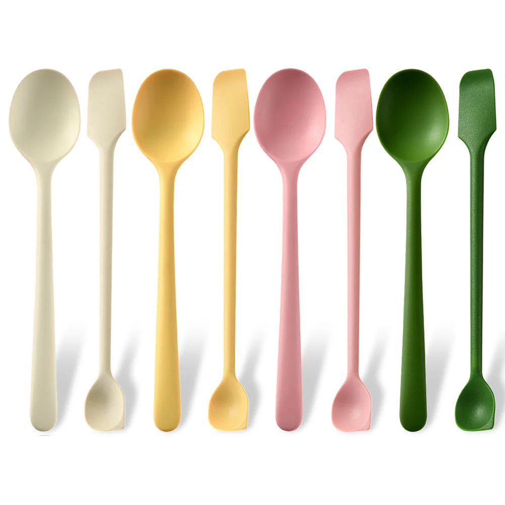 2/8Pcs Silicone Spoon Small Spoon Jam Spoon Heat Resistant Easy To Clean Non-stick Rice Spoons Tableware Utensil Kitchen Tools