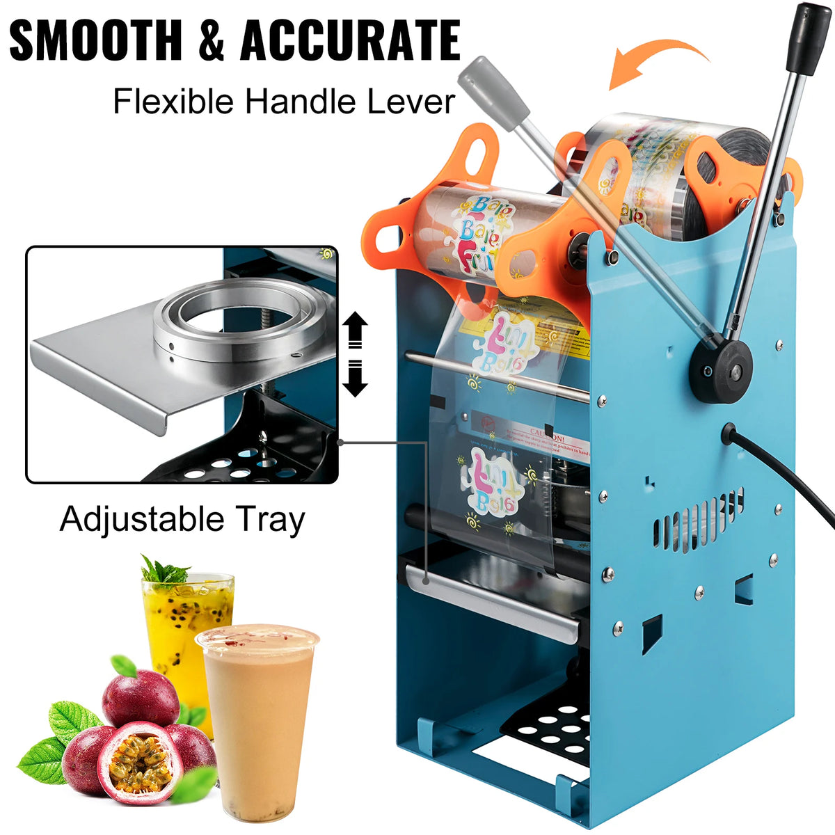 Manual Cup Sealer Machine 300-500 Cup/h with Heating Technology Boba Tea Cup Sealing Machine for 90/95mm Cup Diameter