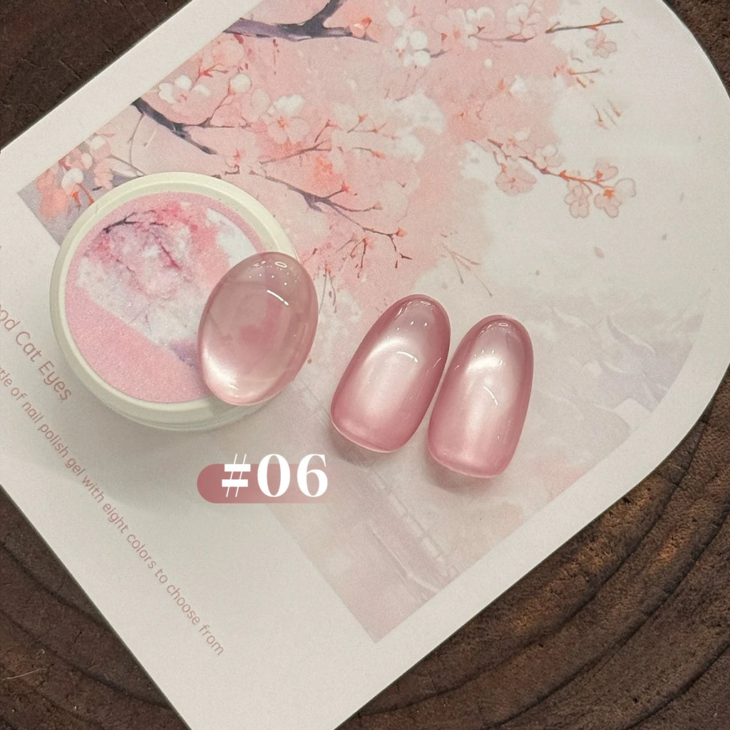 MIANEL 2026 10ML Lover Cat Eye Nail Gel Nude Pink with Sparkling Golden Light Glass Bead for Flattering Cat Eye Manicure