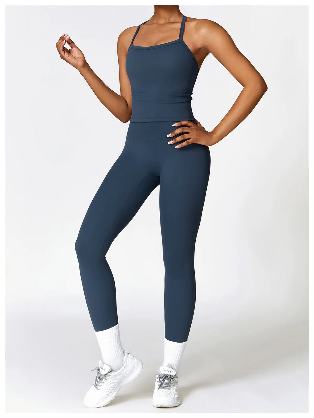 Women's High Waist Yoga Leggings Workout Pants Nylon Spandex Solid Gym Fitness Activewear