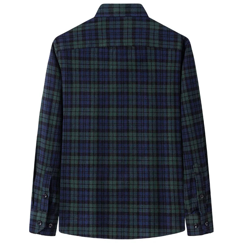 8XL Classic Plaid Men's Flannel Shirts Men Long Sleeve Casual Men's Flannel Shirts Men Long Sleeve Casual Big Size Single Pocket