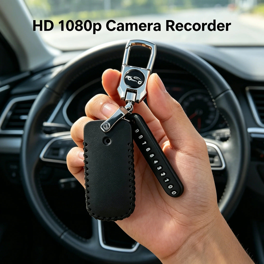 1080P Mini Thumb Cam with Keychain Leather Cover, HD Body Recorder, Long Standby, Memory Card Supported, Non-WiFi Design
