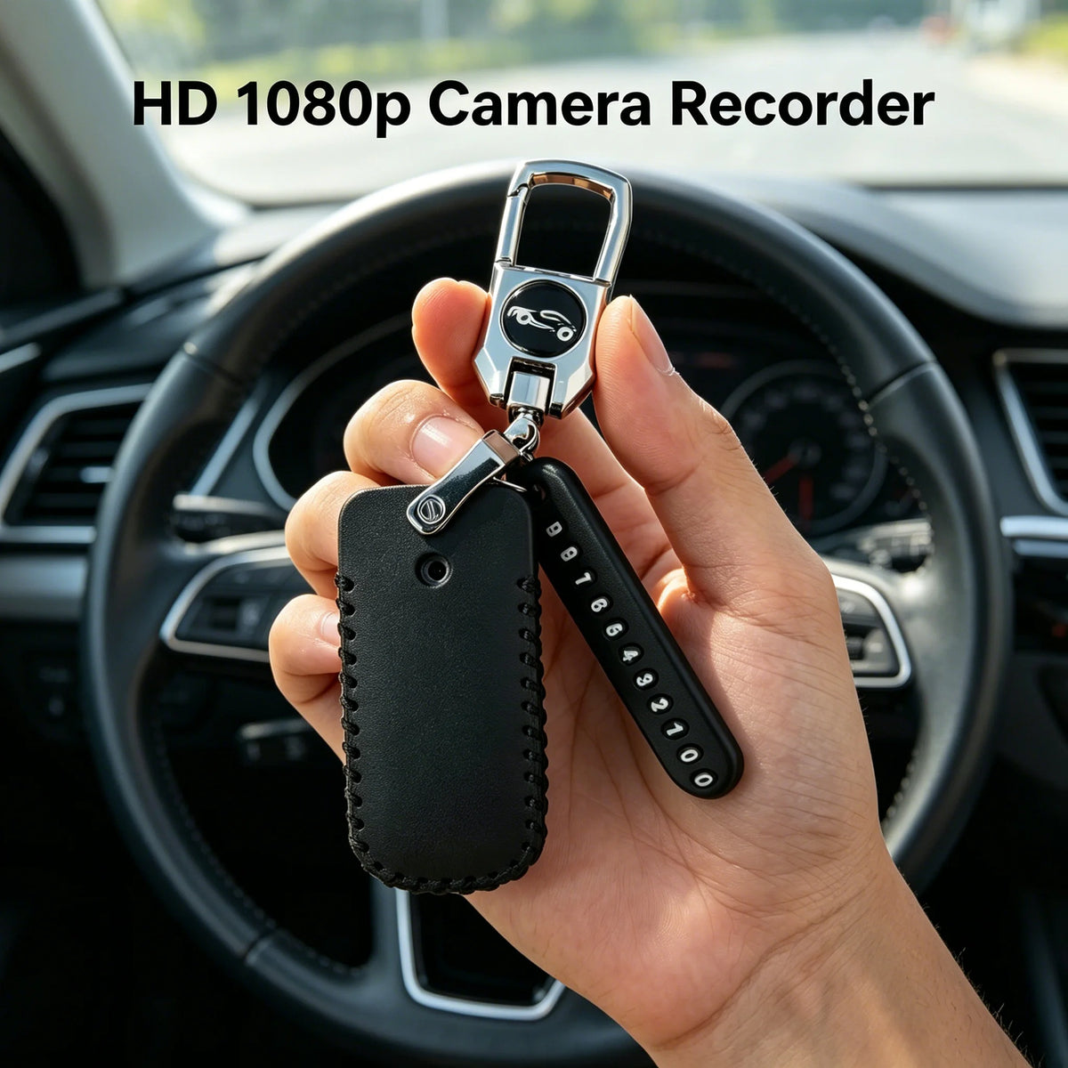 1080P Mini Thumb Cam with Keychain Leather Cover, HD Body Recorder, Long Standby, Memory Card Supported, Non-WiFi Design