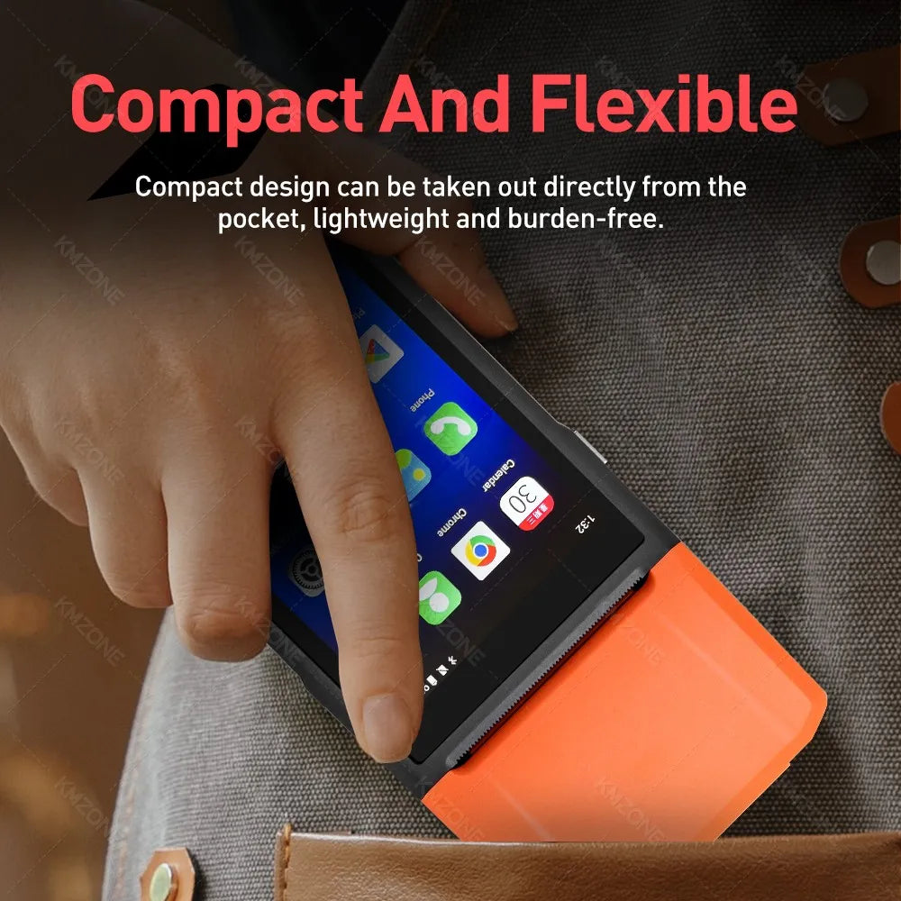 New 4G Android 13 POS PDA Terminal 1D 2D Barcode Scanner Reader Built-in Thermal Receipt Bill Printer Handheld Wifi NFC Loyverse