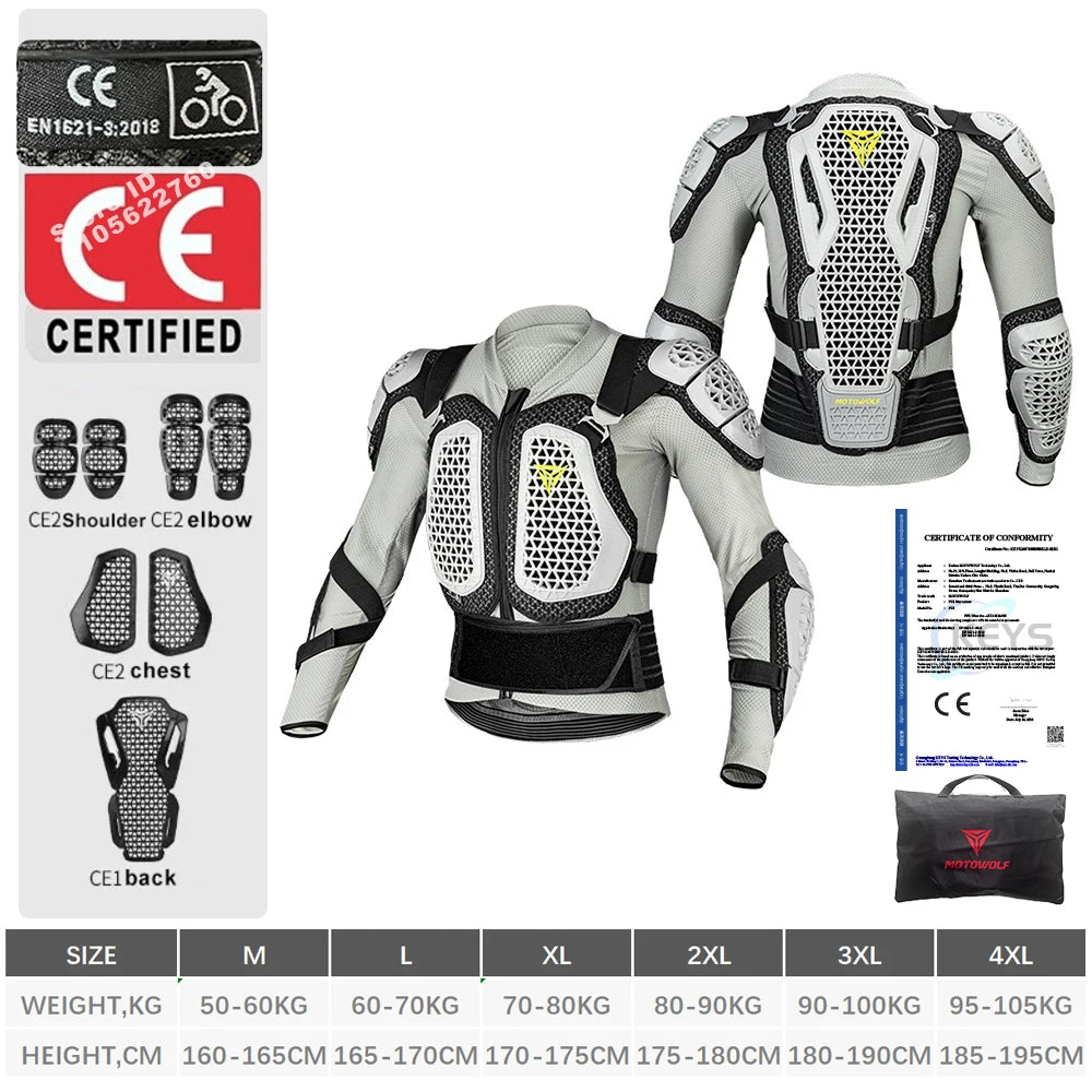 Motorcycle Jacket Body Armor for Motorbike Protection Breathable Abrasion-Resistant Impact Gear Moto Turtle Riding Jacket Pants