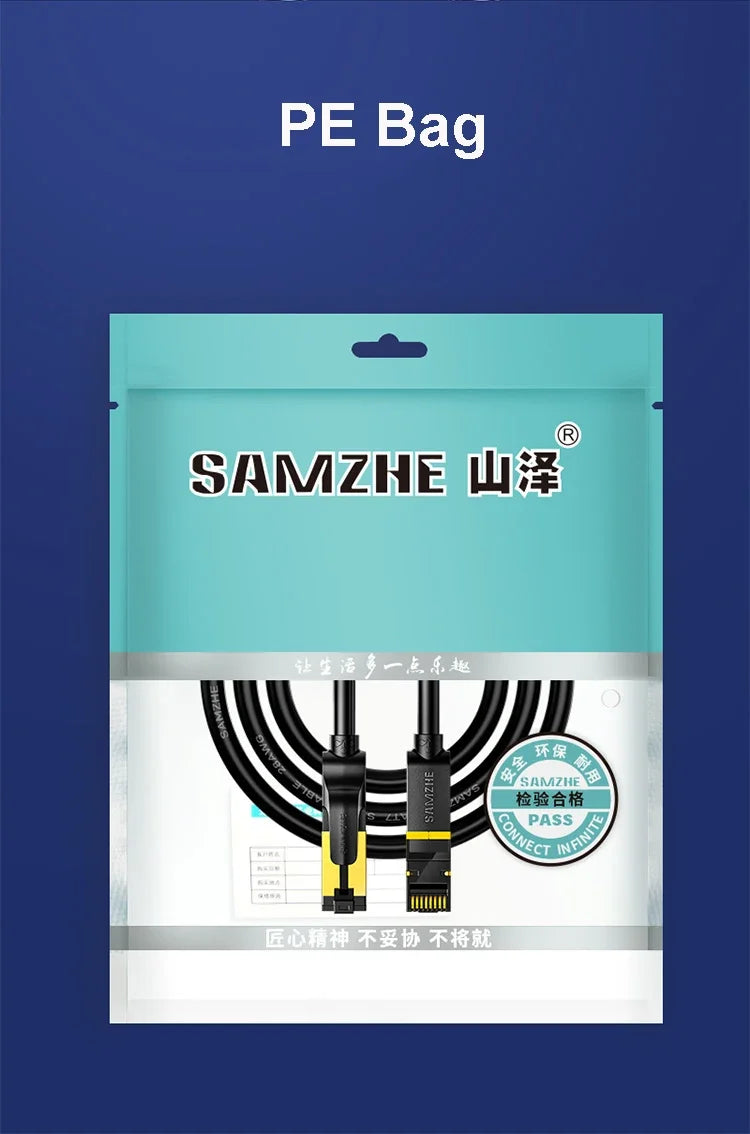 Samzhe Cat7 Heavy Duty High Speed 10Gbps Internet Network Cable Professional LAN Cable Shielded for Gaming Streaming Home Office
