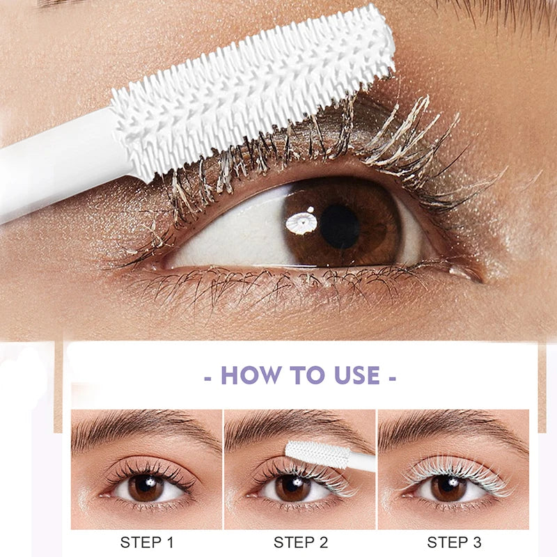 Long and Curling White Mascara, Waterproof and Sweat-Proof Colored Eyelashes, No Clumps, Not Easy to Smudge, Not Easy to Dirty