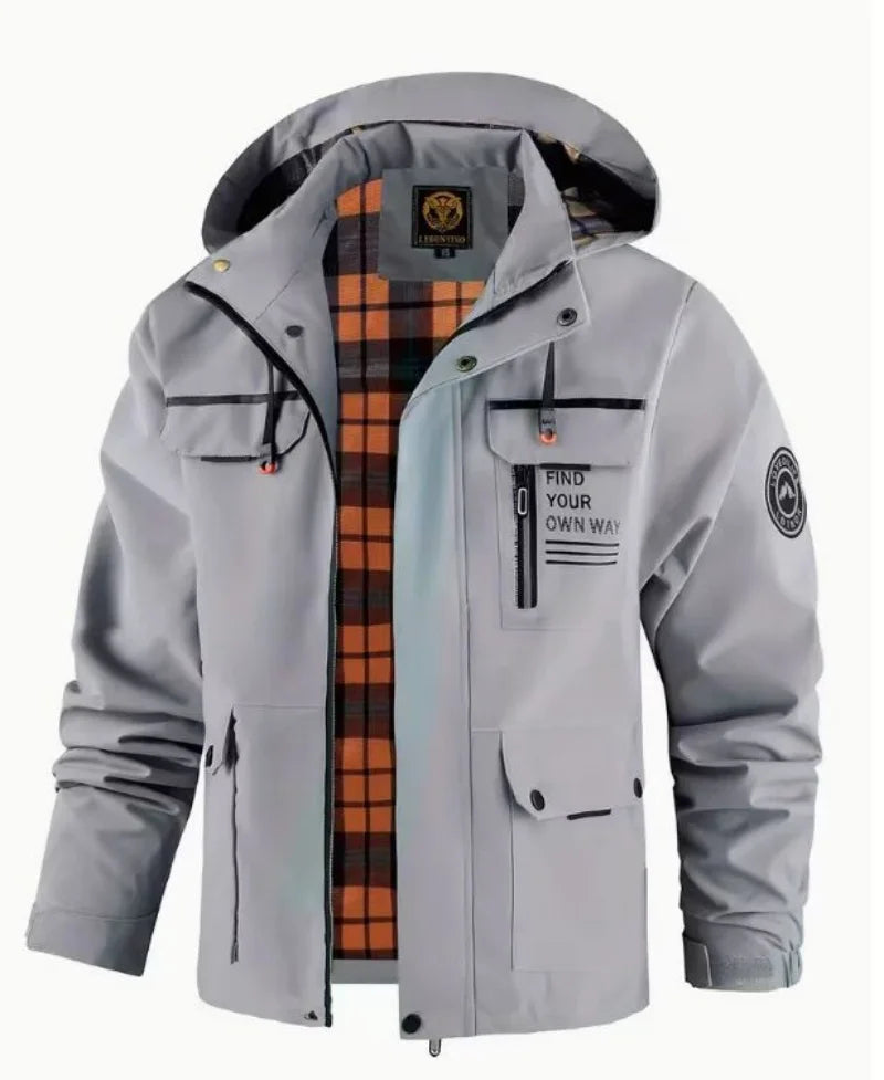 Men's Casual Jacket Parka Autumn/Winter Hooded Jacket Men's Coat Solid Color Outdoor Chic