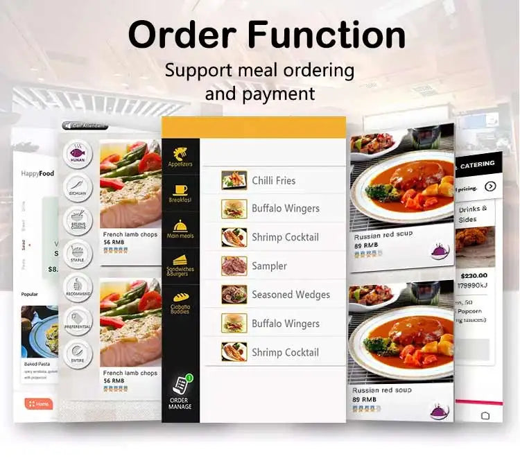 Restaurant Pos System All in One Touch Screen Wall Mounted Self Service Ordering Payment Kiosk