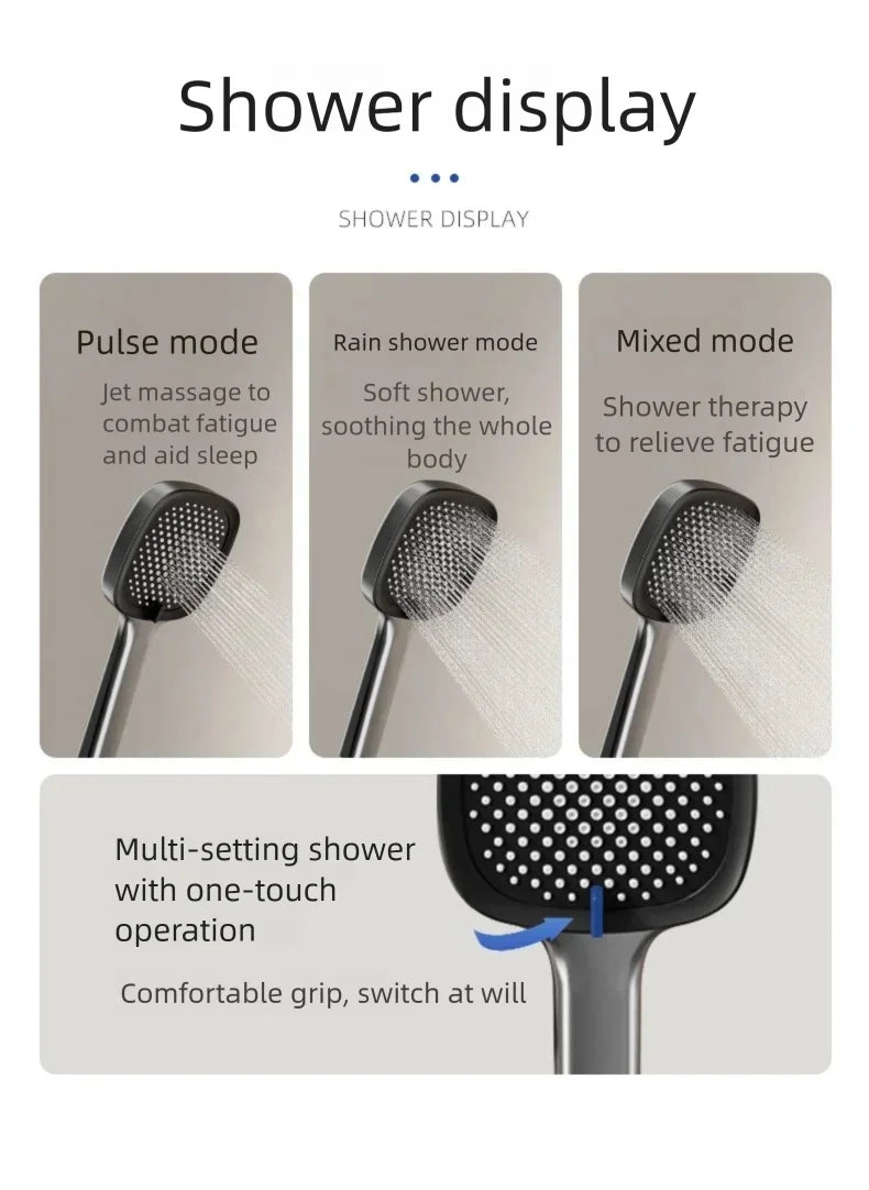Gray Household MultiFunction Hot and Cold Water Shower Set Hotel Bathroom Bathtub Faucet Pressure Boosting Shower System Set