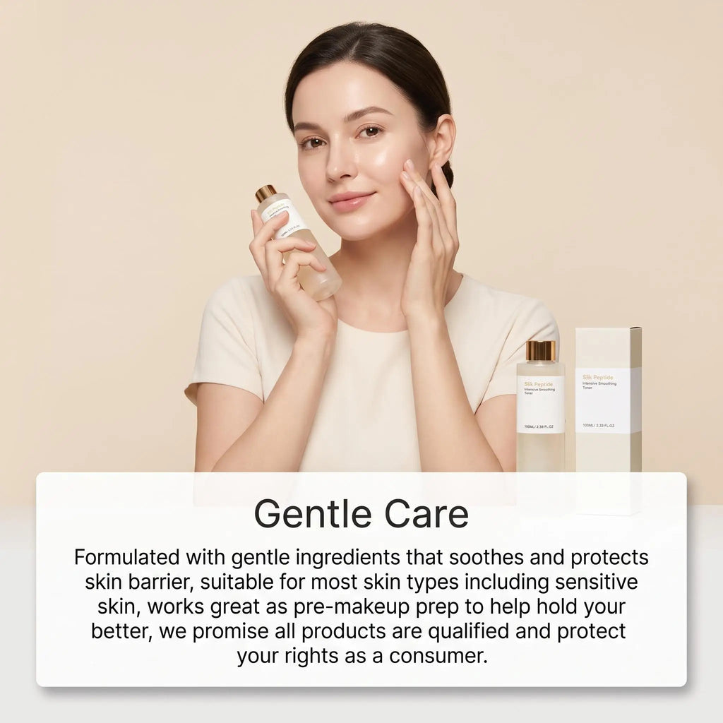 Silk Peptide Facial Toner & Serum Ampoule Set Duo, Korean Glass Skin Glow Care Revitalize Dry Tired-Looking Skin Women Gift Set