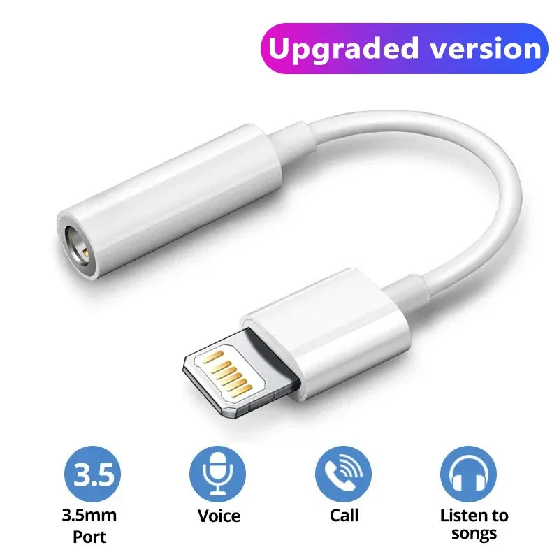 Original Headphone Adaptador For iPhone 14 13 12 11 Pro Aux Audio Splitter Lighting To 3.5mm Adapter Earphone Jack Cable