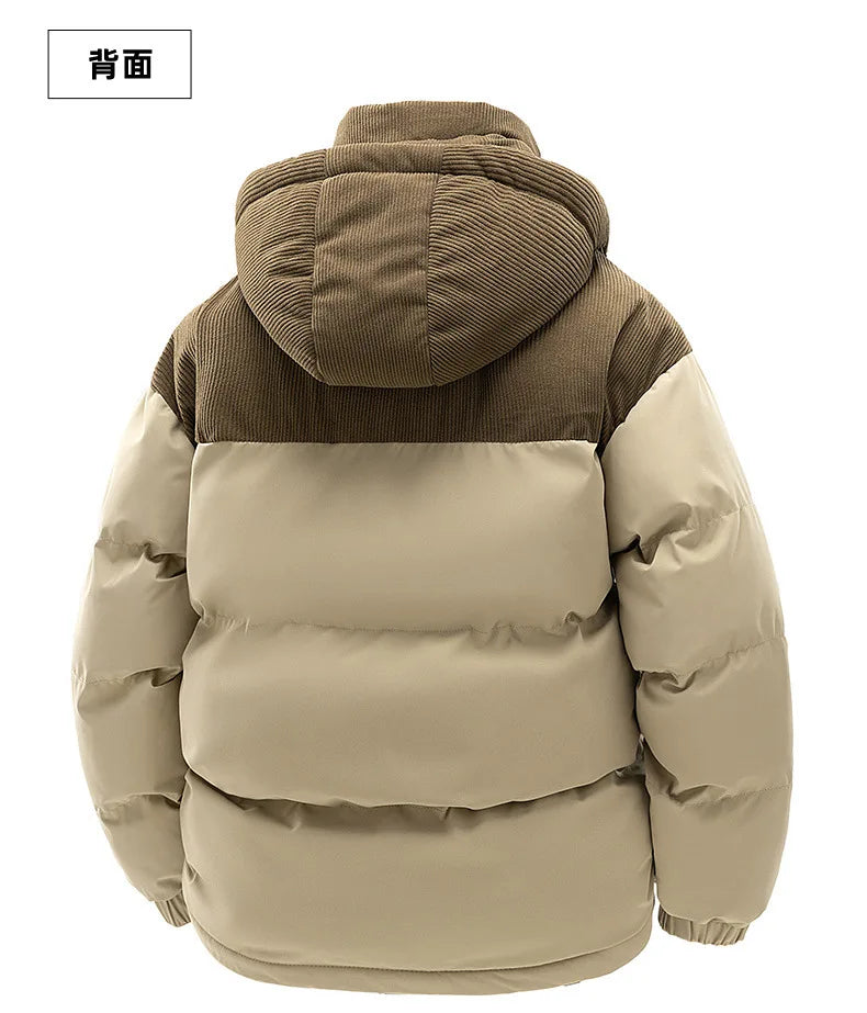 Custom LOGO cotton-padded clothes for men and women 2025 winter new thickened warm removable hooded cotton clothes couple jacket
