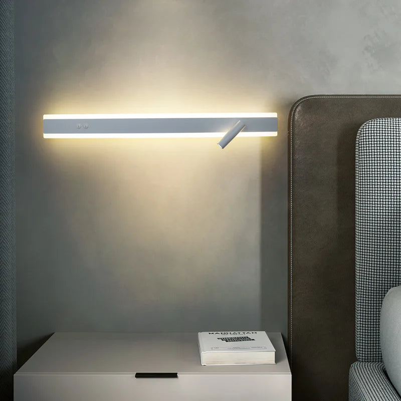 Modern LED line wall lamp indoor with switch rotating wall lamp simple living room bedroom bedside atmosphere lamp home light