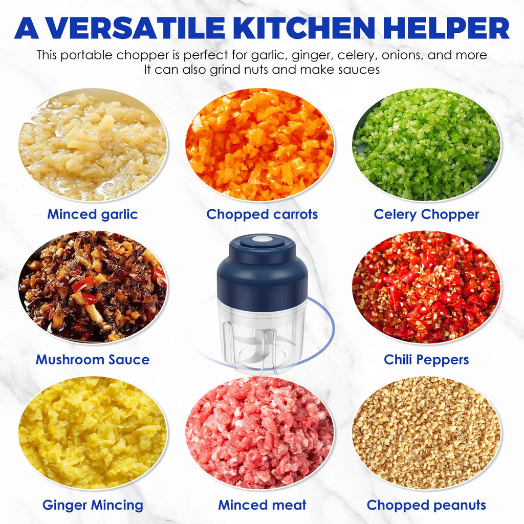 Electric Mini Garlic Chopper 250/320 ML USB Charging Meat Grinder Detachable Garlic Mincer Kitchen Tools for Crushing Vegetables