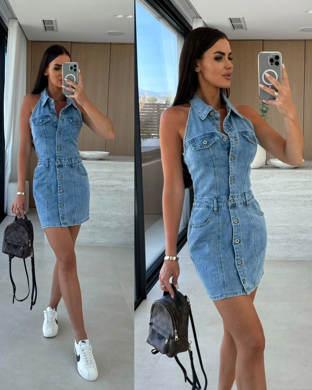 Short Dress Women Denim Dresses Vestidos Y2k Streetwear Turn Down Collar Sleeveless Hip Wrap Elegant Sexy Party Night Work 2026