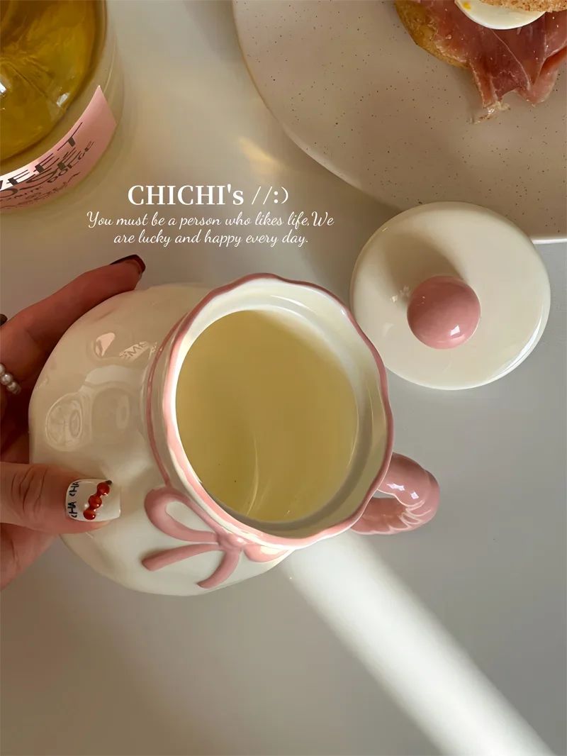 Hand-Painted Ceramic Coffee Mug Milk Cup Water Drinking Cup with Lid Underglaze Color  Design China Mugs for Dining