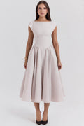 CHNMR French Elegant Solid O-neck Sleeveless Women A-line Long Dress Sexy Ruffle High Street Lady Dresses Casual Female Vestidos