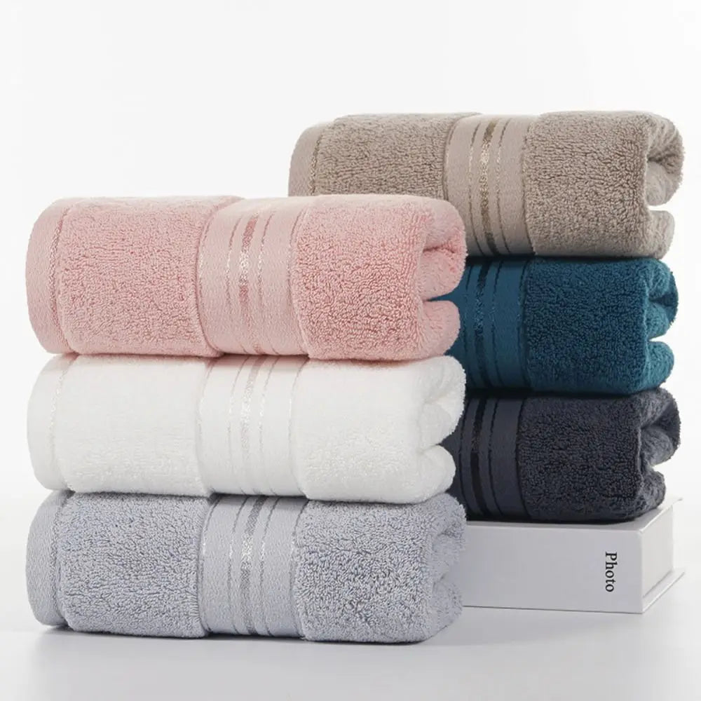 Towel Set Cotton Bath Towel Soft Blue Hand Face Towel Elegant White Terry Cloth Kitchen