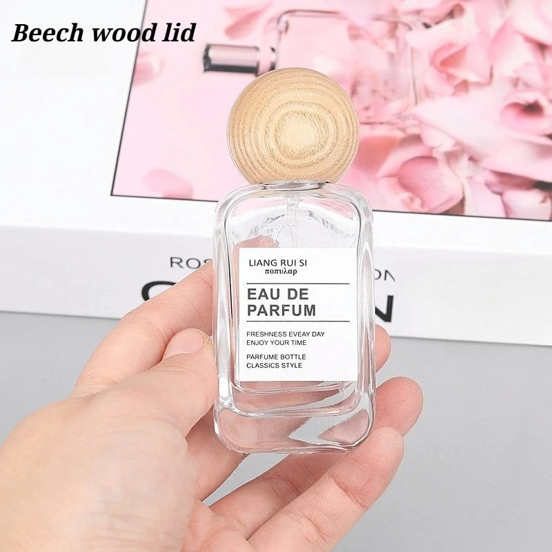50ML 30ML Empty Clear Glass Spray Bottle Wood/plastic Lid Perfume Bottle Refillable Bottle Dispenser Fine Mist Portable Travel