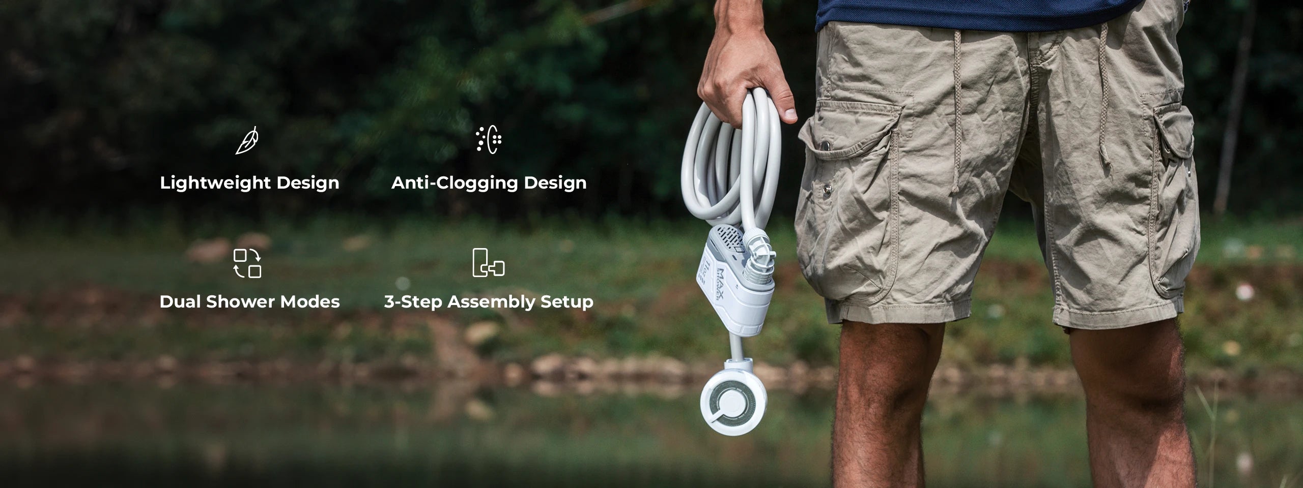 FLEXTAIL MAX SHOWER - Portable Electric Shower Pump IPX7 Waterproof for Outdoor Shower, Car Washing, Dishwashing, Pet Cleaning
