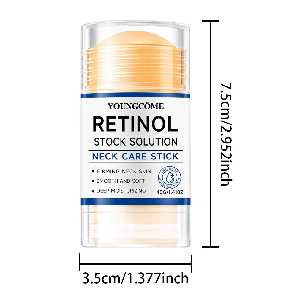 Retinol Neck Care Stick - Anti-Aging Firming Treatment, Hyaluronic Acid & Collagen, Wrinkle Reduction for Sagging Skin