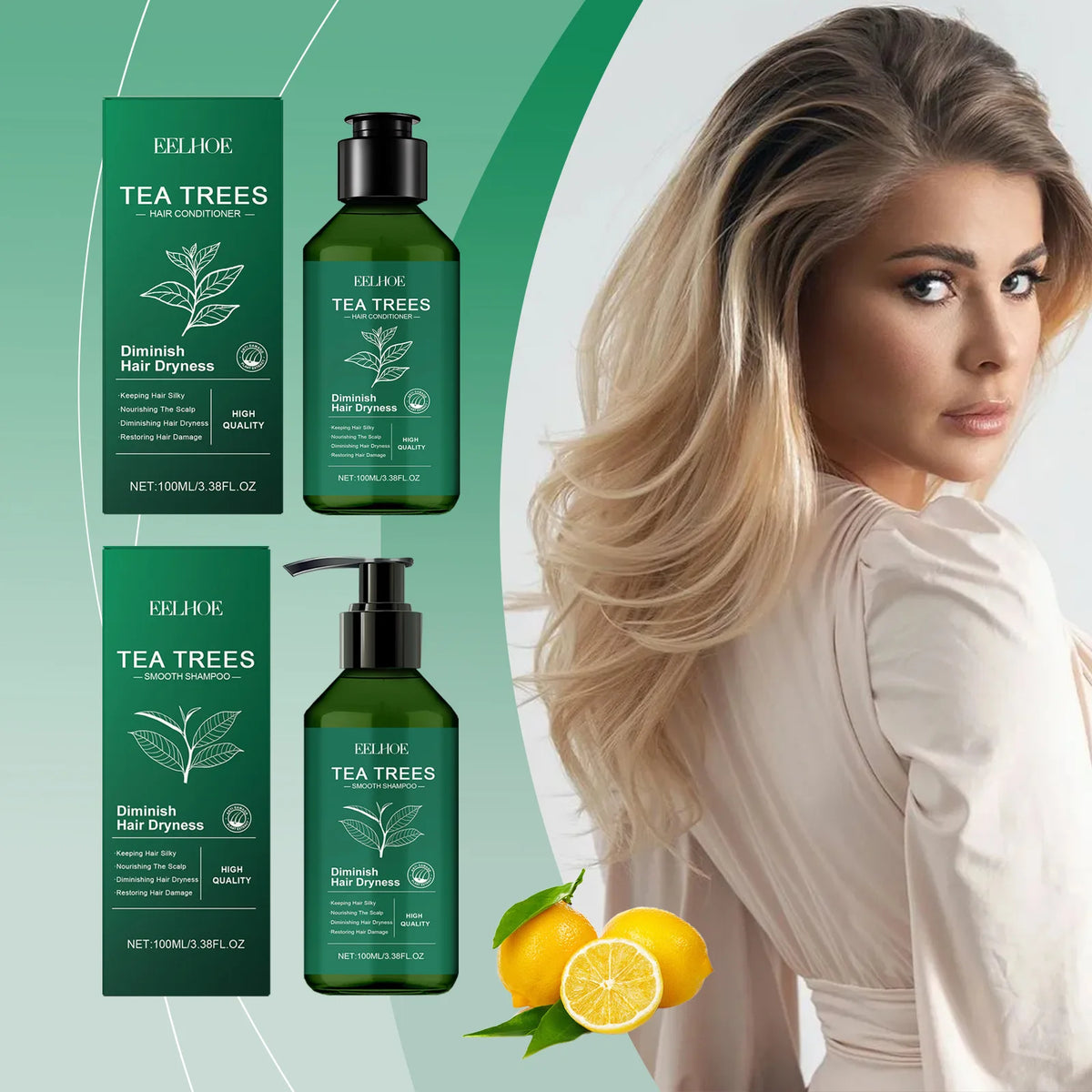 Shampoo Hair Conditioner Set Deep Cleaning Moisturizing Nourishing Repair Damaged Dry Oil Control Shampoos Tea Tree Hair Care